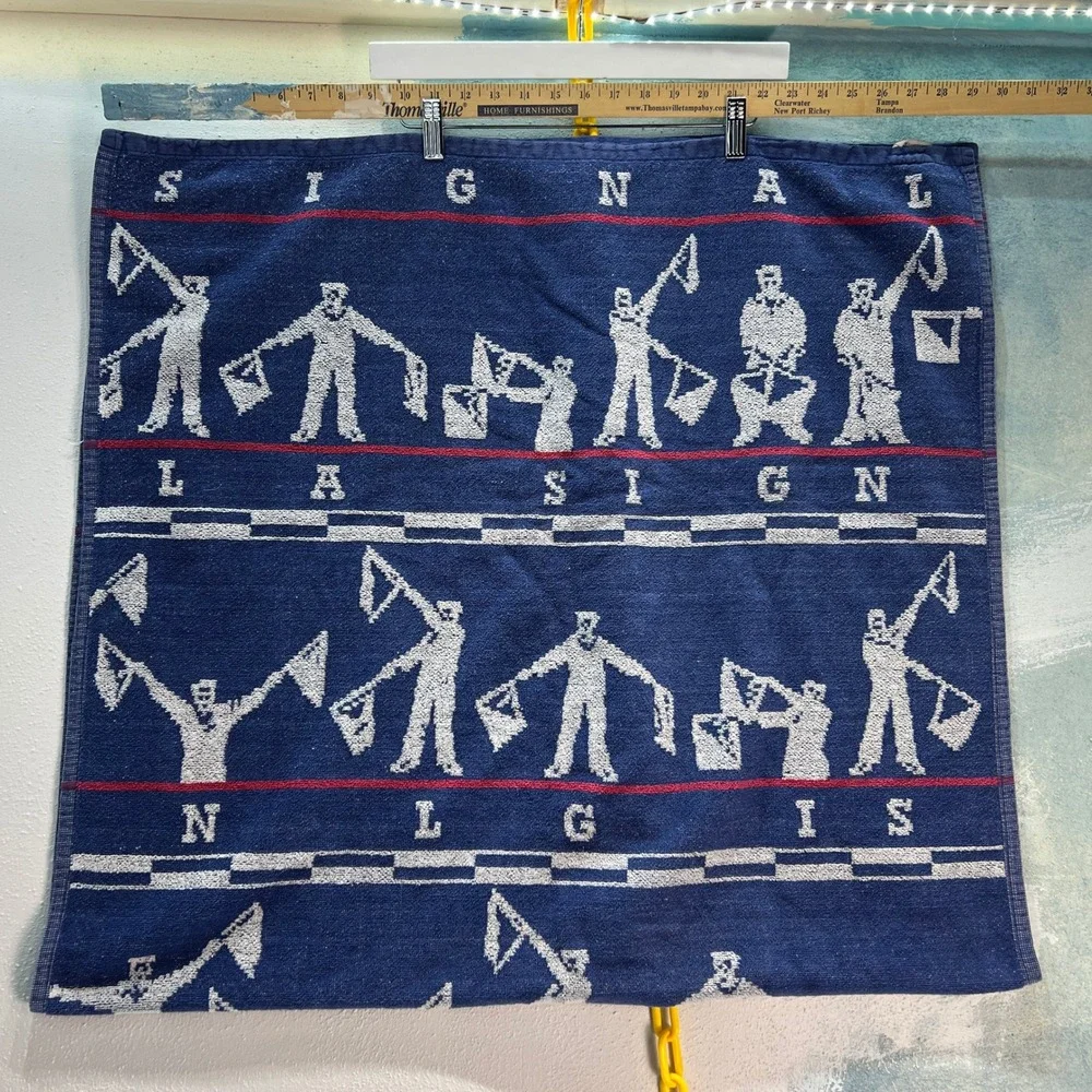 VTG Nautical SIGNAL‎ Semaphore Sailor Bath Towel Beach Summer Stock Signal Blue